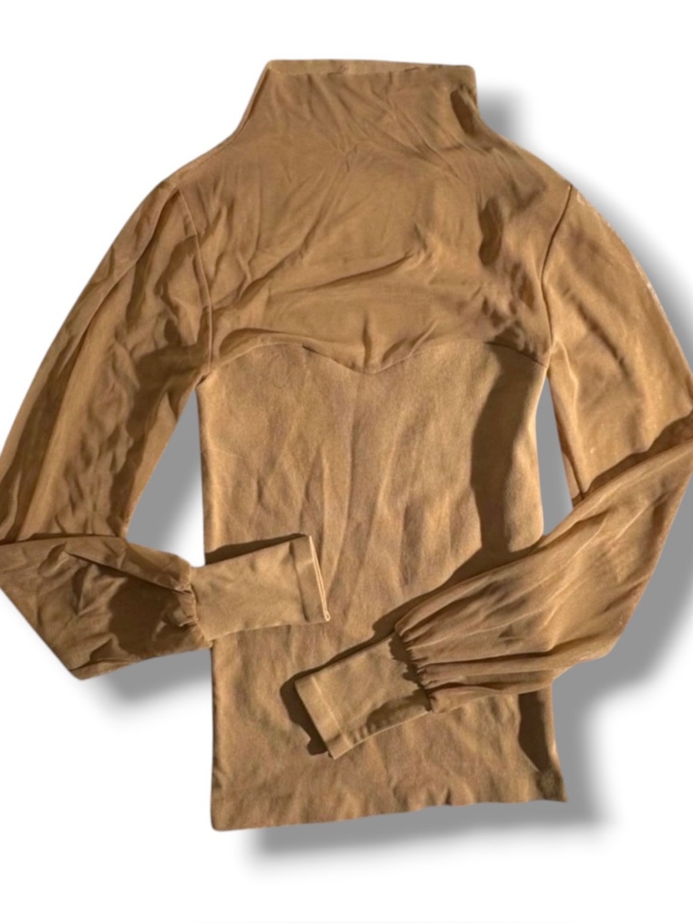 NWT Free People Sheer Mesh Nude Colored High Neck Statement Top Medium/Large